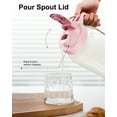 thumbnail image 6 of Breast Milk Pitcher 32oz Mason Jar with Wide Mouth and Handle-Pink Glass Pitcher with Flip Cap Lid and Pour Spout Airtight Seal for Cold Beverages, 6 of 7