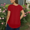 thumbnail image 3 of TQWQT Plus Size T Shirts for Women Loose Going Out Tees V Neck Criss Cross Short Sleeve Basic Plain Blouses Summer Casual Tunics Blouses Red 2XL, 3 of 4