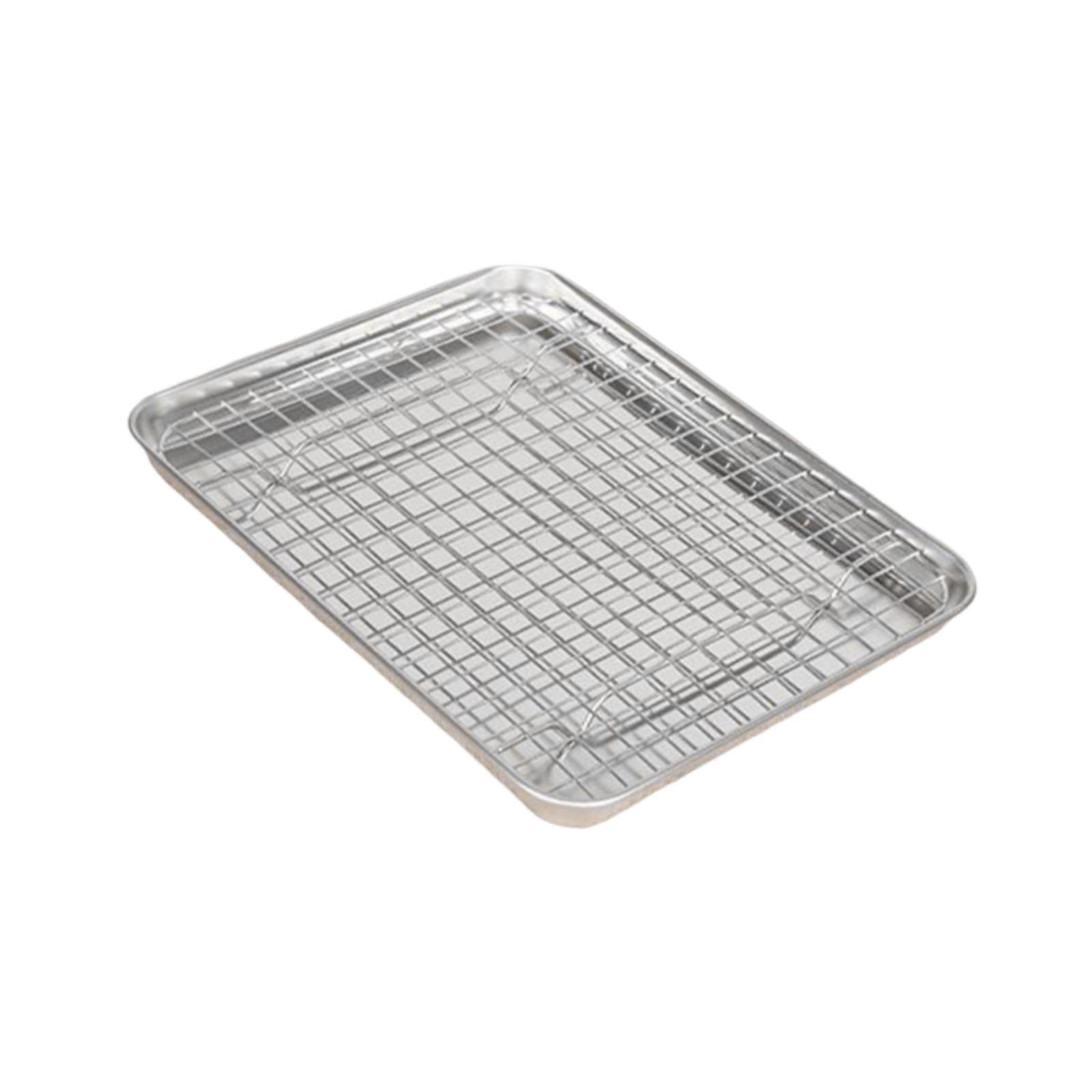 Fiocias Baking Sheet with Rack Bakeware Reusable Food Container Stainless Steel for Home 31.5cmx24.5cmx2.5cm