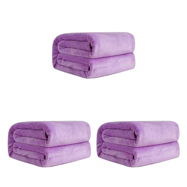 Cateissary Manta de franela Invierno Portátil Adultos Niños Mantas plegables Camping Suministros de mantenimiento cálido Púrpura claro 50x70cm Púrpura claro 50x70cm 3Conjunto