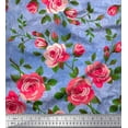 thumbnail image 1 of Soimoi Cotton Cambric Fabric Leaves & Rose Flower Print Fabric by the Yard 56 Inch Wide, 1 of 1