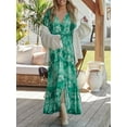 thumbnail image 5 of ELF Women Summer Bohemian Dress Casual V Neck Flowy Long Party Dress with Pocket for Beach Cocktail Streetwear, 5 of 9