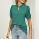 thumbnail image 1 of Blusa Suelta de Manga Larga para Primavera Verano Color Sólido Culo en V Manga Corta Camiseta Tops Para Mujer, 1 of 6