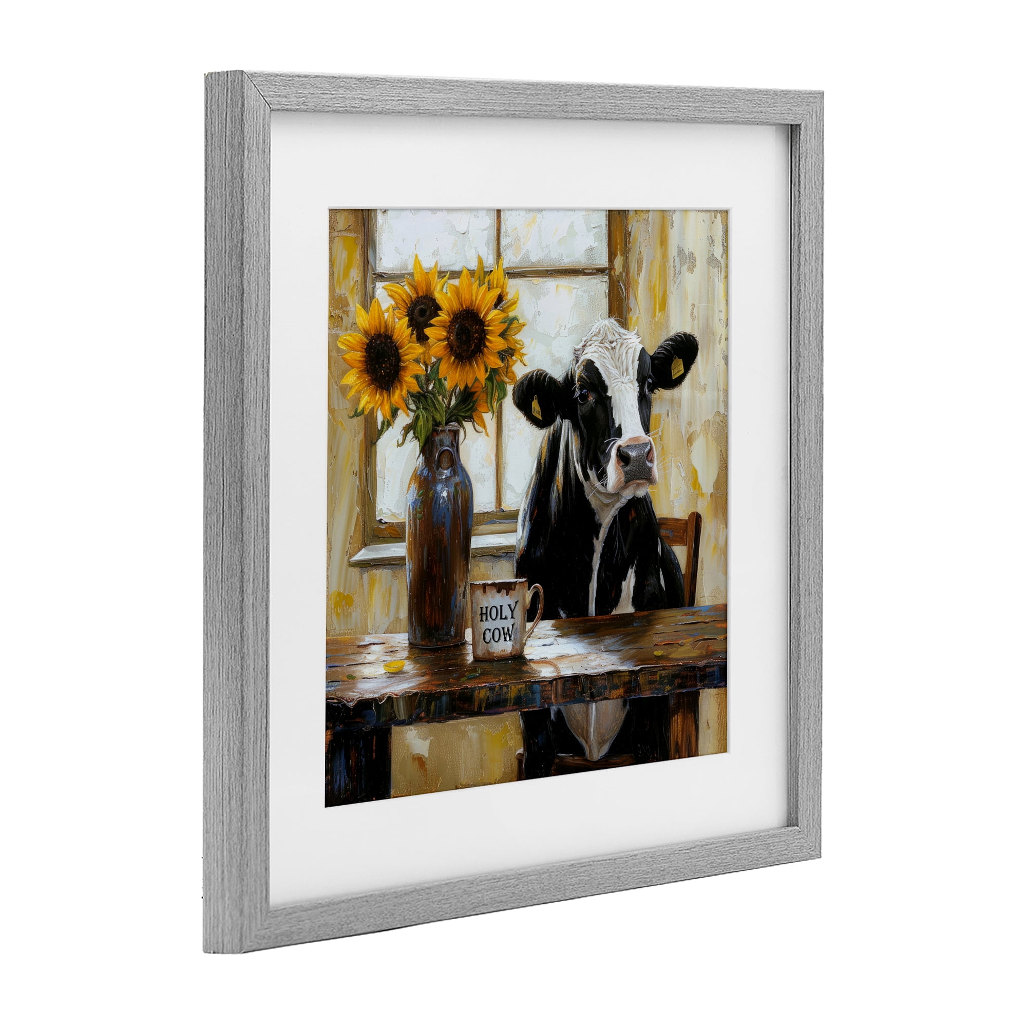 Stupell Industries Holy Cow Rustic Farm Table Gray Framed Print Under Glass, design by Tina LeCour