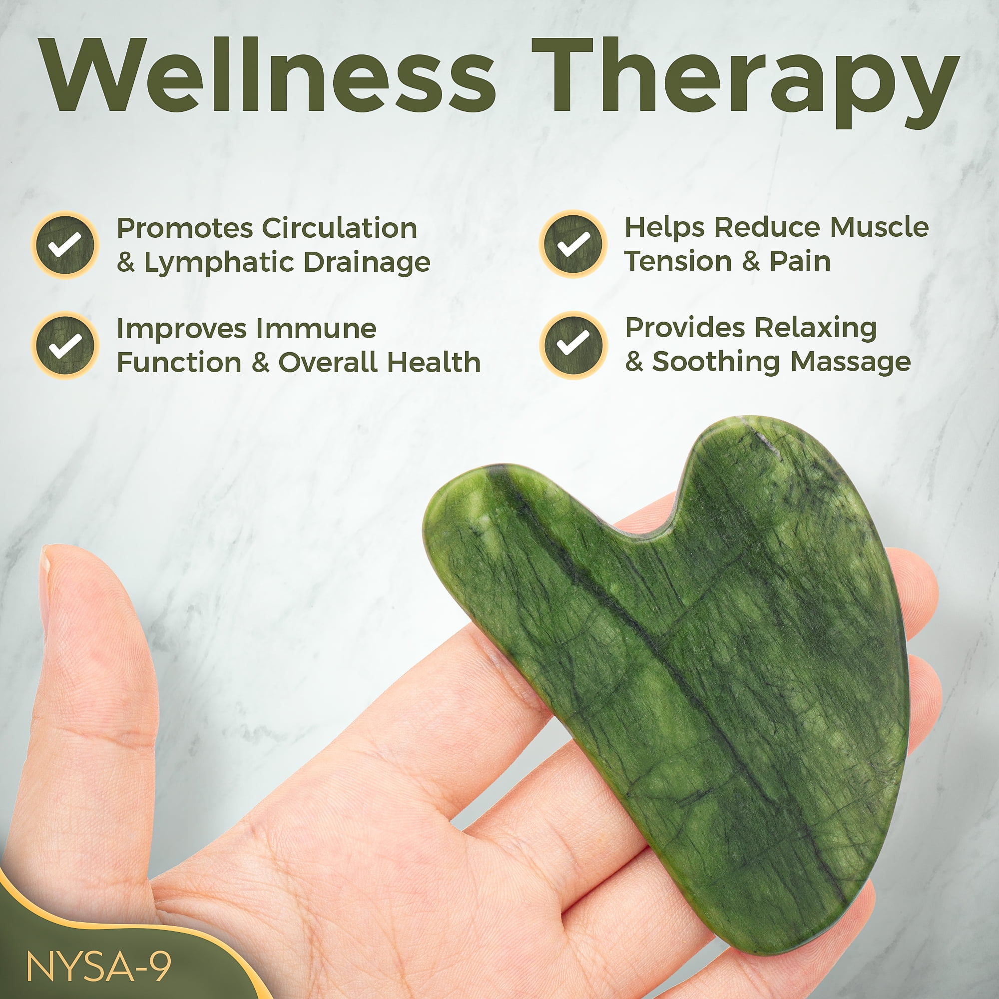 Nysa-9 Jade Roller and Gua Sha Set, Massager Care Skincare Nysa-9 Jade Roller and Gua Sha Set, Massager Care Skincare