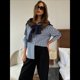 thumbnail image 5 of Camisas de Mujer con Botones, Blusas Clásicas A Rayas de Larga con Cuello y Bolsillo para Oficina Azul y Gris XL, 5 of 7