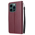 thumbnail image 6 of Compatible for iPhone 14 Pro Wallet Case with Premium PU Leather Card Slots Holder Photograph Slot Cover, Soft Silicone Shockproof Magnetic Clasp Kickstand Wrist Strap Flip Folio Case,Winered, 6 of 6
