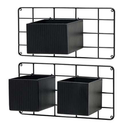 10 in. H Kits and Accessories Iron Black Metal Vertical Wall Planters, Planter Stands