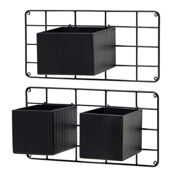 10 in. H Kits and Accessories Iron Black Metal Vertical Wall Planters, Planter Stands