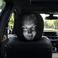 thumbnail image 5 of 2 PCS Car Headrest Cover, Funny Scary Monster Face Black Head Rest Cover, Soft Polyester Fabric Stretchy Washable Headrest Protector Universal Fit to All Car Suvs Truck Van, 5 of 7