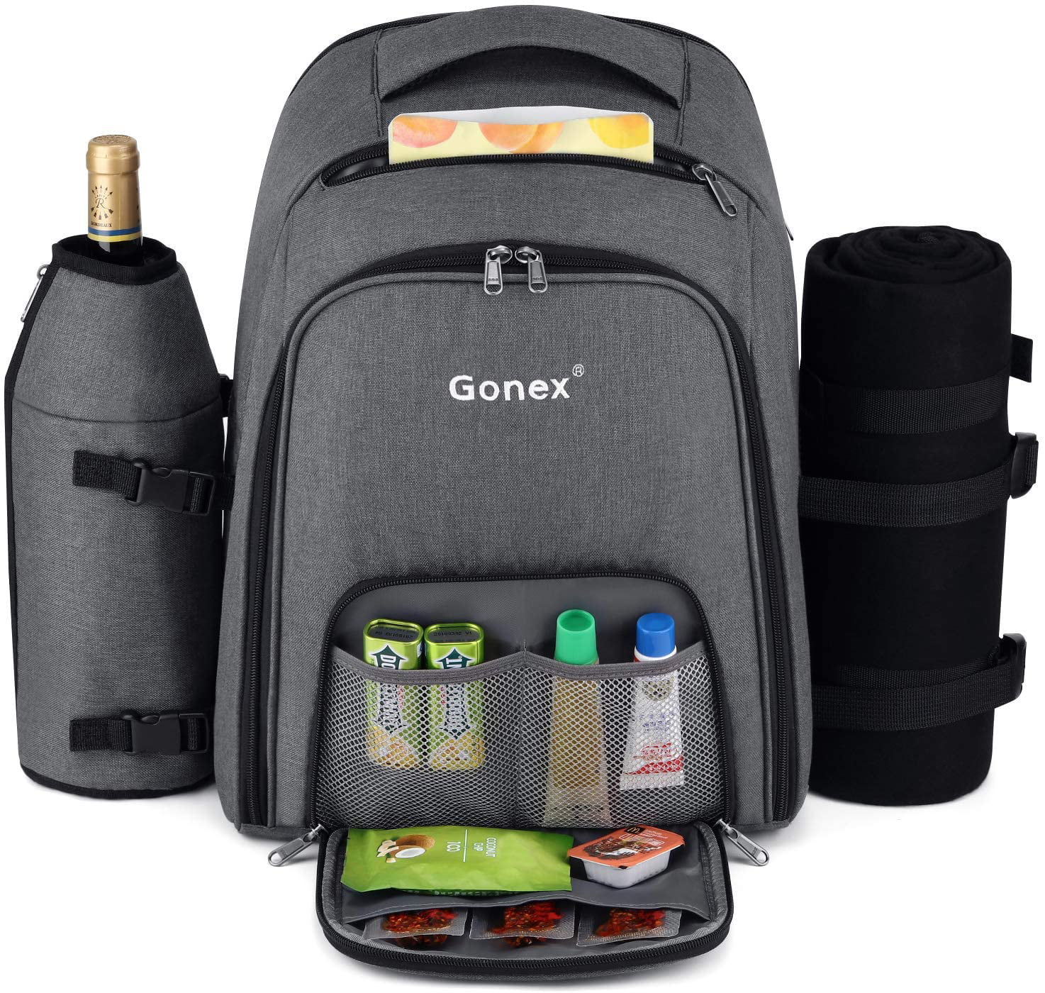 Cooler Compartment Gonex Picnic Backpack for 4 Person with Cutlery Set Waterproof Blanket Detachable Wine Holder 