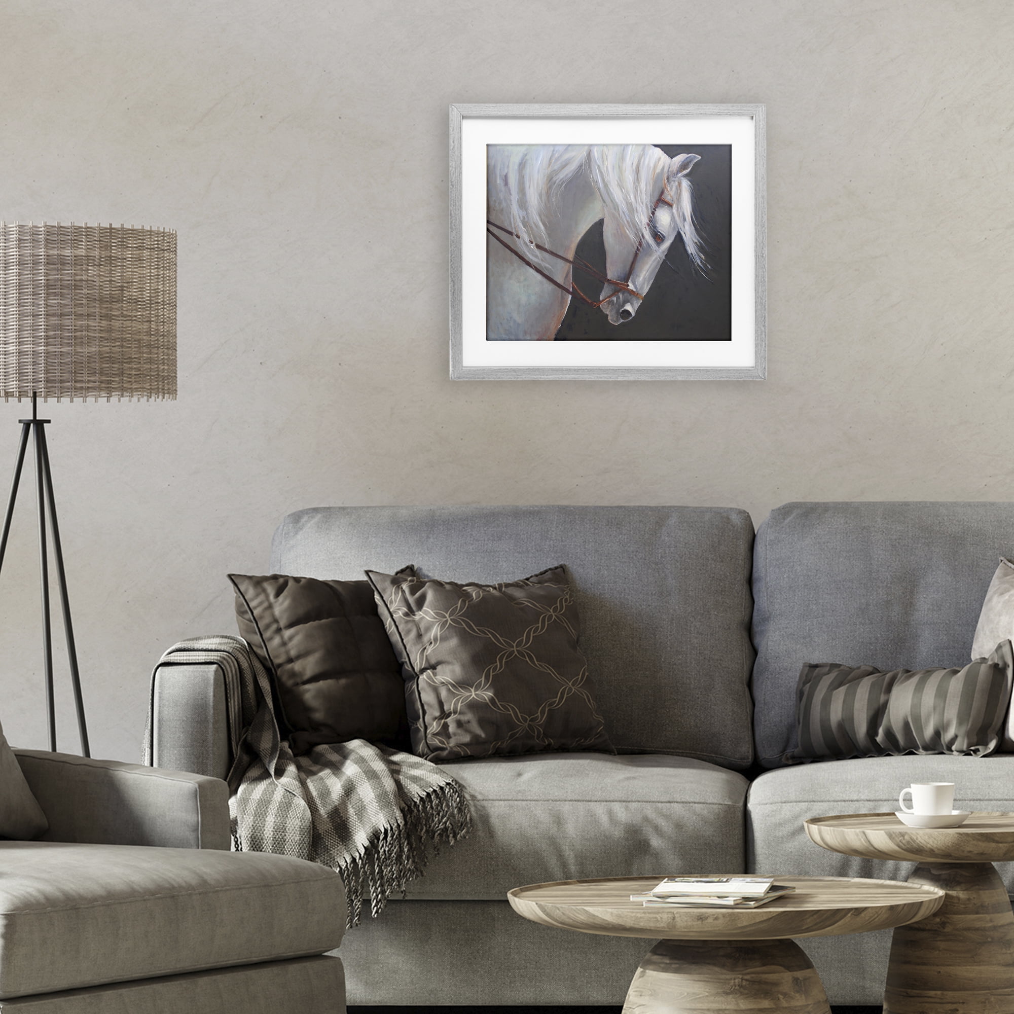Stupell Industries Majestic White Mare Gray Framed Print Under Glass, design by Jadei Graphics