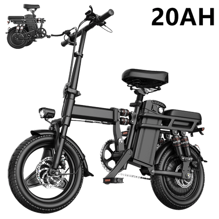 500W 19 mph Adult Folding Electric Bike, Folding Compact Electric Bike, Fat Tire Electric Bike, Portable Electric EBike With Pedals With 48V 20AH Battery, Suitable For Mountain, Beach UL2849