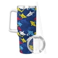 thumbnail image 2 of Sikiie Cartoon Shark Insulated Stainless Water Bottle Lid Travel Mug Cup Insulated Tumblers Cup 40oz Ice Bully With Handle, 2 of 8