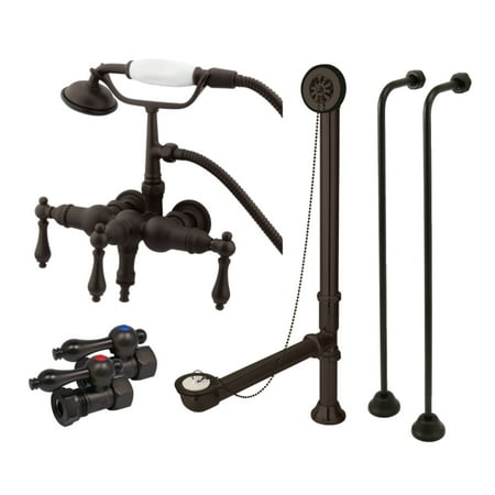 Kingston Brass CCK19T5A Vintage Wall Mount Clawfoot Tub Faucet Package with Supply Line Hand Shower and Tub Drain Oil Rubbed Bronze