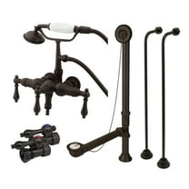 Kingston Brass CCK19T5A Vintage Wall Mount Clawfoot Tub Faucet Package with Supply Line, Hand Shower and Tub Drain, Oil Rubbed Bronze