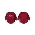 thumbnail image 2 of Rdhnmea Baby Christmas Sweater Romper Letter Embroidery Long Sleeve Crew Neck Knit Bubble Jumpsuit Xmas Outfits, 2 of 9