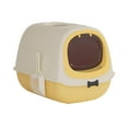 thumbnail image 4 of Caja de arena para gatos con capucha, caja de arena para gatos cerrada y cubierta, inodoro, para gatos domésticos, orinal grande extraíble para gatos, amarillo, 4 of 8