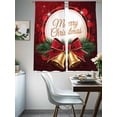 thumbnail image 4 of Merry Christmas Sheer Curtains 63 Inch Length 2 Panels Set Window Treatments, Winter Xmas Pine Needle Sparkle Bells Rod Pocket Semi Curtains for Living Room/Bedroom/Kitchen Décor, 104"W x 63"L, 4 of 7