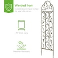 thumbnail image 3 of WYDK 60x15in Iron Garden Trellis, Arched Outdoor Decoration w/Branches, Birds for Lawn, Garden, Backyard, Climbing Plants - Bronze, 3 of 7