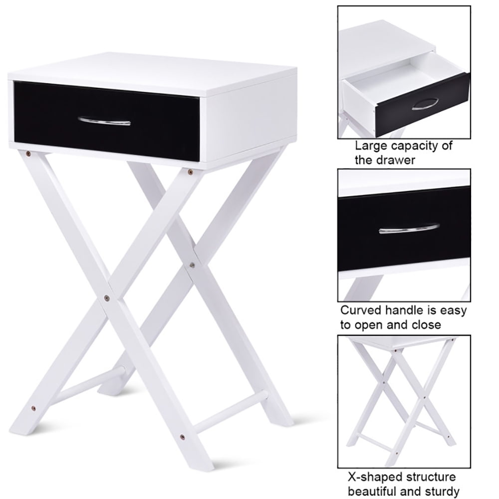 Finihen X-Shape End Table, Modern X-Shape Accent Side End Table, Sofa Side Table, Bed Side Table, for Living Room, Bedroom, Black