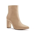 thumbnail image 1 of Unique Bargains Women's Pointed Toe Zip Chunky Heels Ankle Boots Nude (Size 9), 1 of 7