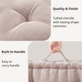 thumbnail image 2 of Regency Heights Large Tufted Floor Pillow for Seating, Square Meditation Cushion with Handle, Chenille Sitting Pillows Floor Cushion for Yoga Living Room Balcony Office Outdoor, 24" x 24" Blush, 2 of 9