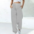 thumbnail image 6 of Royisotas Sweatpants for Women Joggers Plus Size Trousers Solid Color Elastic Waist Workout Gray Womens Pants with Pockets, 6 of 6