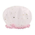 thumbnail image 2 of Visland 4PCS Waterproof EVA Plastic Shower Cap Elastic Reusable Bathing Hair Cap Beauty Salon Spa Shower Caps Lace Elastic Band Flower Printed Hat Environmental Hair Bath Caps, 2 of 7
