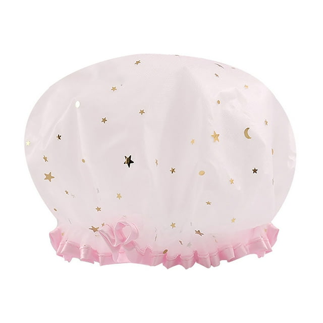 Visland Bath Hat Star Pattern Double Layer PVC Kids Shower Shampoo Cap for Bathroom