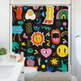 thumbnail image 4 of Retro 70s Groovy Shower Curtain 72Wx72L Inch Kids Funky Funny Abstract Cartoon Cute Rainbow Colorful Shower Curtain Bathroom Set Trendy Cool Unique Bath Curtain Bathtub Accessories Home Decor, 4 of 6
