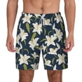 thumbnail image 3 of Uemuo Lilies Flowers Pattern Mens Swim Trunks Quick Dry Board Shorts with Mesh Lining, Stretch Beach Shorts Quick Dry No-Chafing Board Shorts-Large, 3 of 9