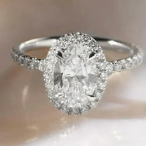 solitaire jewels 2.5CT Oval Moissanite Halo Engagement Ring For Women, 10K White Gold