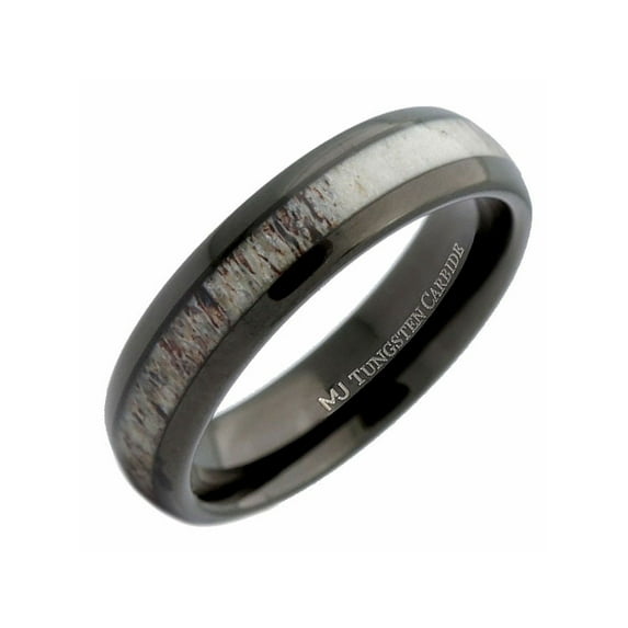 6mm Deer Antler Inlay Black Tungsten Carbide Ring