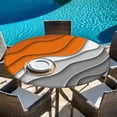 thumbnail image 4 of Orange Grey Ombre Fitted Tablecloth with Elastic Edged, Round Table Cloth for Dining Table, Modern Geometric Abstract Aesthetics Cream Waterproof Oil Proof Table Cover for Indoor Outdoor 45"-54", 4 of 9