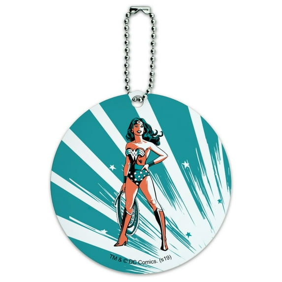 Wonder Woman Flashing Lights Round Luggage ID Tag Card Suitcase Carry-On