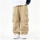 thumbnail image 4 of Pantalones largos para niños, de color liso, con cintura elástica y bolsillos, para adultos, informales y cómodos, de poliéster., 4 of 7