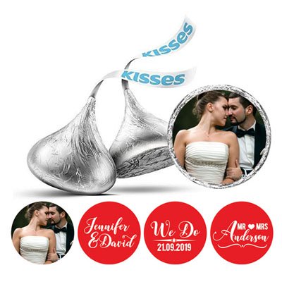 Darling Souvenir Custom Photo Wedding Stickers Candy Chocolate Labels 190 Pcs-Red