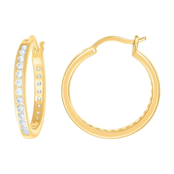 925 Sterling Silver Womens Cubic Zirconia Hoop Earrings 24x3mm Wide Hoop Earring for Women