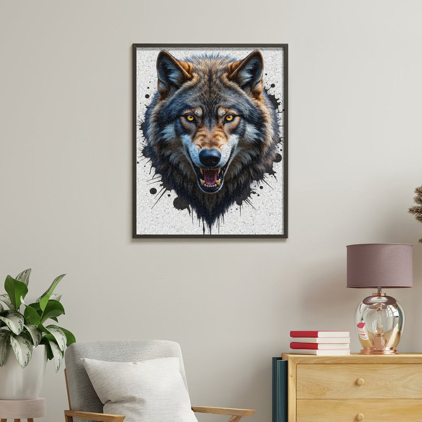 Paint By Numbers Kit for Adults Beginner - DIY Fierce Wolf Portrait Art Style Canvas Painting Kits for Adults, Frameless Paint By Number for Adults for Home Wall Decor 16x20 Inch