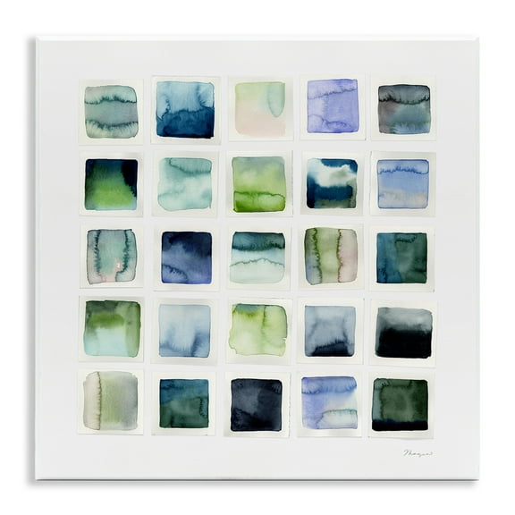 Stupell Industries Watercolor Patterned Squares Abstract Painting Unframed Art Print Wall Art, 12 x 12