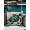 thumbnail image 3 of Outdoor Pillows Waterproof, Sea Turtle Coastal Throw Pillows with Inserts Included, Vintage Nautical Coral Starfish Beach Indoor Outdoor Decorative Lumbar Pillow for Bed/Couch/Patio 18"x18", 1Pcs, 3 of 8