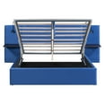 thumbnail image 5 of Queen Size Lift Up Storage Bed with 2 Light and USB Ports, Upholstered Platform Bed with Headboard and Storage Shelves, Hydraulic Storage System, Slats Support, No Box Spring Needed, Blue, 5 of 9