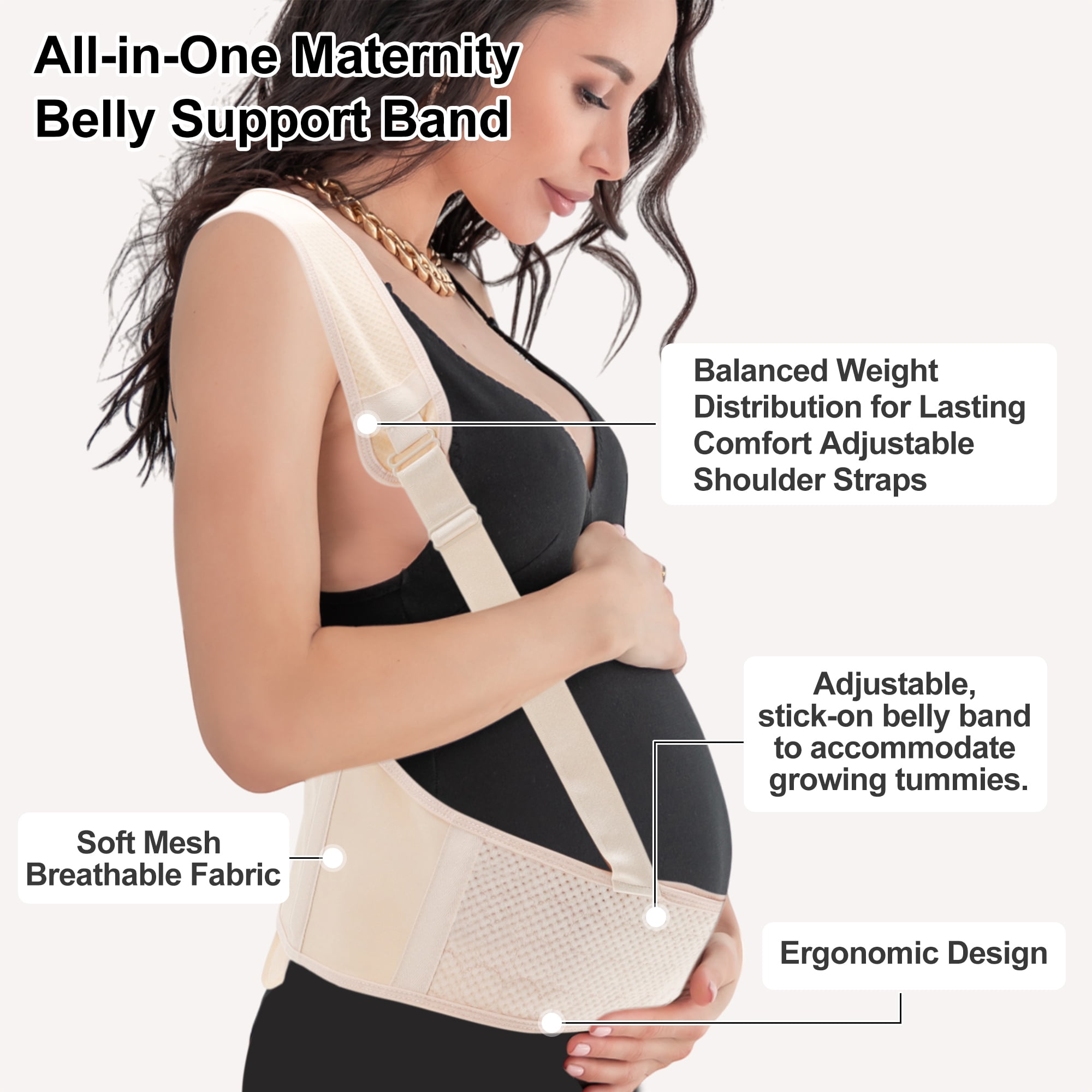 Unique Bargains Pregnancy Belly Band with Adjustable Straps 1 Pc X-Large Apricot