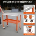 thumbnail image 3 of Welding Table 36"x18",1200lbs Load Capacity Steel Welding Workbench Table on Wheels,Portable Work Bench with 4 Lockable Casters & Storage Tray,5/8" Fixture Holes for Garage Workshop, 3 of 8