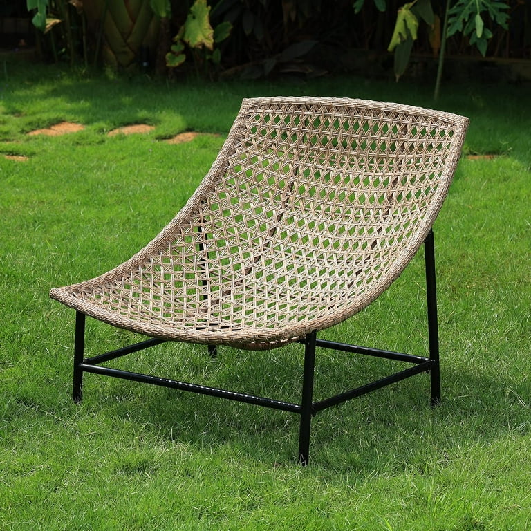 Free Shipping Idzo Large Papasan Scoop Chair Set of 2 with Glass Side Table Premium Olefin Thick Cushion Rattan Patio Walmart
