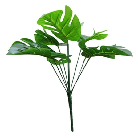 KALLORY 1Pack Artificial Plant Leaves Monstera Green Silk Home Decoration 32cm Height