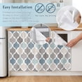 thumbnail image 5 of Teal Blue Grey Geometric Cabinet Curtains 28"W x 35"L, Dustproof Sink Skirt Curtain for Kitchen Bathroom, Morocco Abstract Art Adhesive Desk Skirt Short Curtains for Laundry Room Closet Shoe Rack, 5 of 8