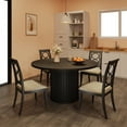thumbnail image 3 of Round Dining Table with Fluted Base, MDF+PB Board Kitchen Table, Black/Vintage/Grey, 3 of 8
