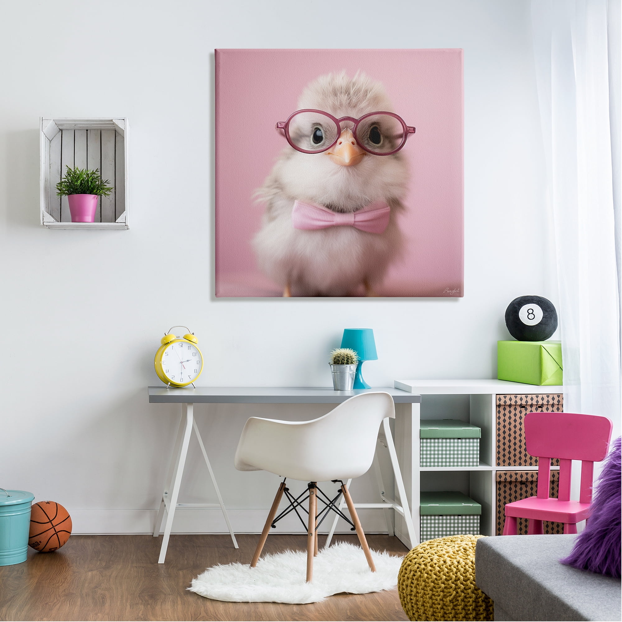 Stupell Industries Bird With Pink Bowtie Animals & Insects Painting Gallery Wrapped Canvas Art Print Wall Art, 36 x 36